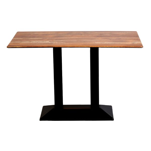 Turin Metal Base Rectangular Dining Table with Laminate Top Planked Oak 1200x700mm - Image 2