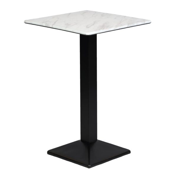 Turin Metal Base Square Poseur Table with Laminate Top Marble 600mm