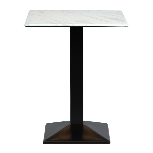 Turin Metal Base Square Poseur Table with Laminate Top Marble 600mm - Image 2
