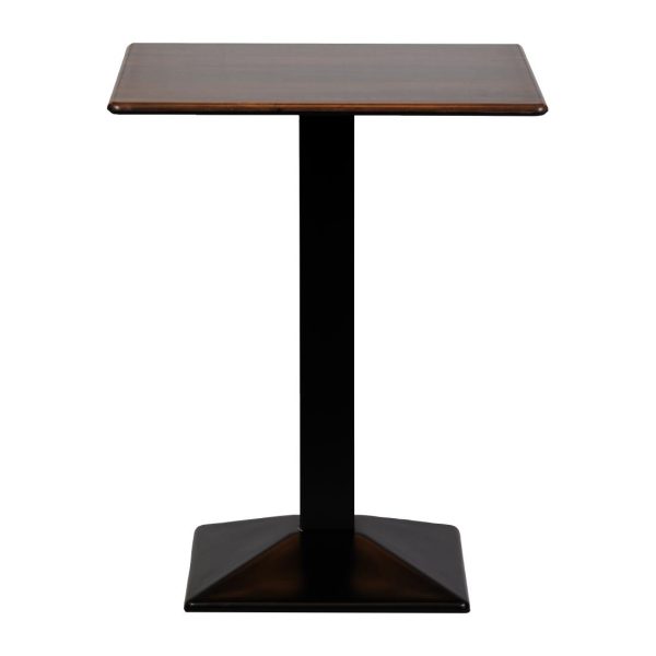 Turin Metal Base Square Poseur Table with Laminate Top Walnut 600mm