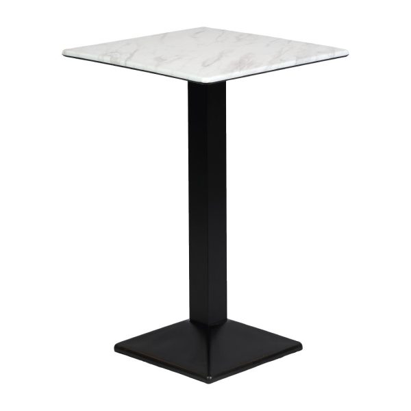 Turin Metal Base Square Poseur Table with Laminate Top Marble 700mm - Image 2