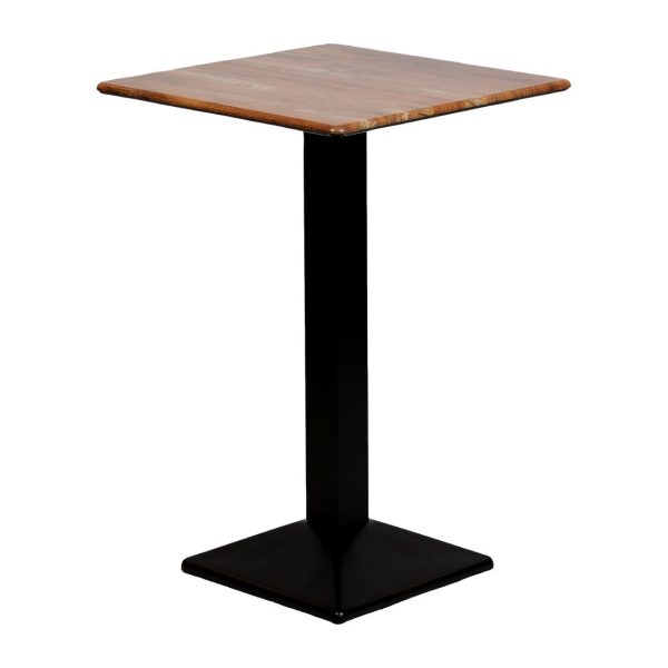 Turin Metal Base Square Poseur Table with Laminate Top Planked Oak 700mm - Image 2