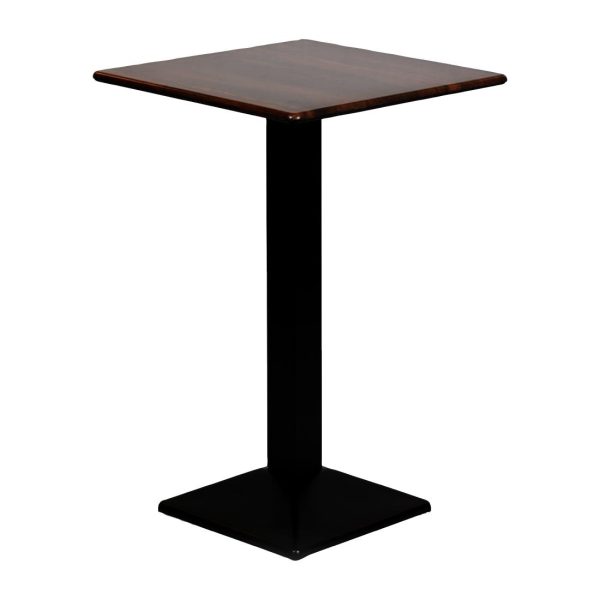 Turin Metal Base Square Poseur Table with Laminate Top Walnut 700mm - Image 2
