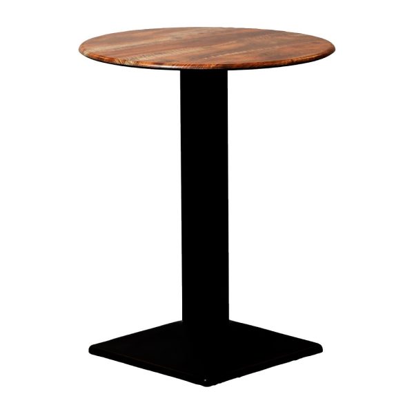 Turin Metal Base Round Poseur Table with Laminate Top Planked Oak 600mm - Image 2