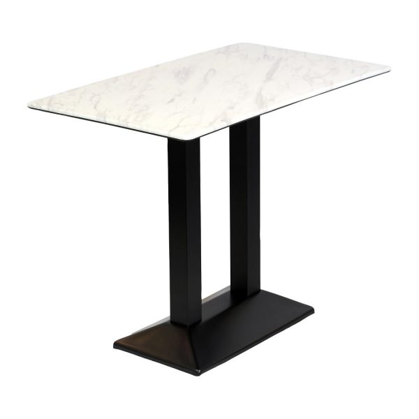 Turin Metal Base Rectangular Poseur Table with Laminate Top Marble 1200x700mm - Image 2