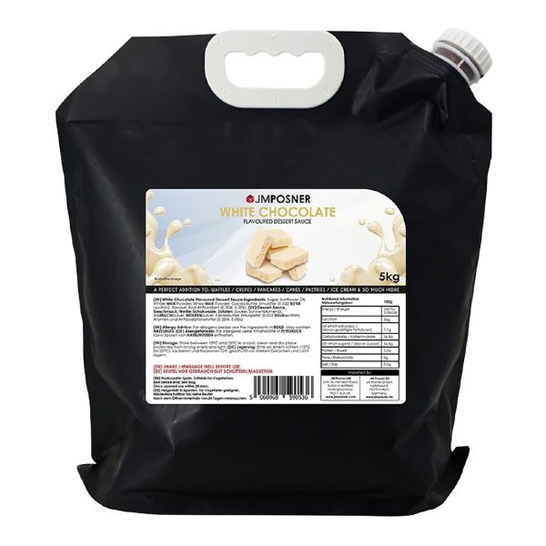 JM Posner Liquid White Chocolate Sauce Spout Bag 5kg