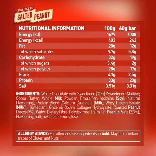 Grenade Protein Bar White Chocolate Salted Peanut 60g (Pack of 12) - Image 3