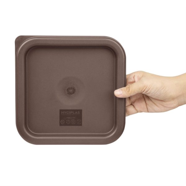 Hygiplas Square Food Storage Container Lid Brown Small - Image 5