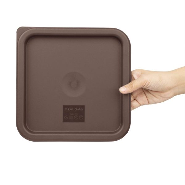 Hygiplas Square Food Storage Container Lid Brown Medium - Image 5