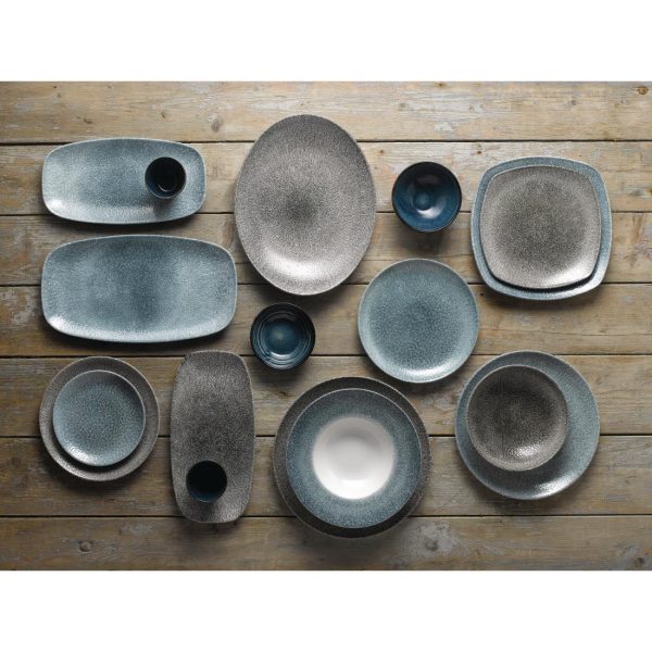 Churchill Studio Prints Raku Oval Coupe Plates Topaz Blue 317mm (Pack of 12) - Image 2