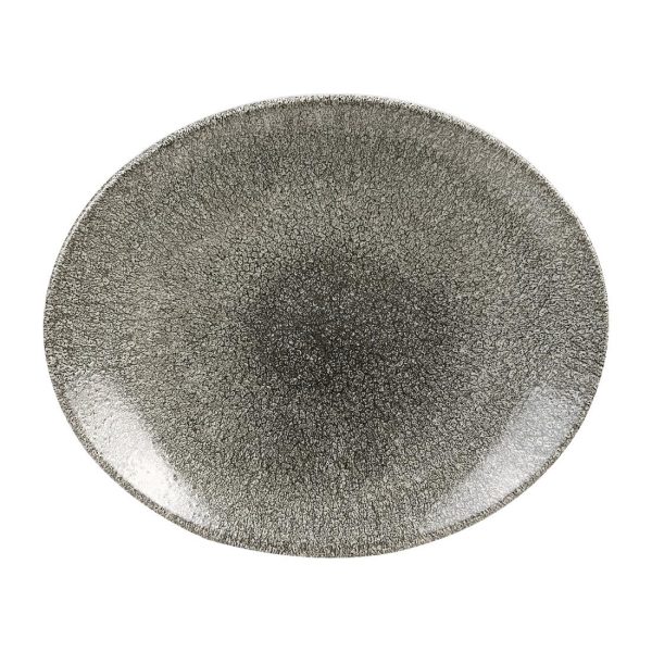 Churchill Studio Prints Raku Oval Coupe Plates Quartz Black 270mm (Pack of 12)