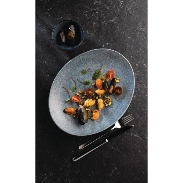 Churchill Studio Prints Raku Oval Coupe Plates Topaz Blue 317mm (Pack of 12) - Image 3