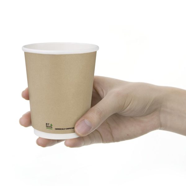 Fiesta Compostable Coffee Cups Double Wall 227ml / 8oz (Pack of 25) - Image 3