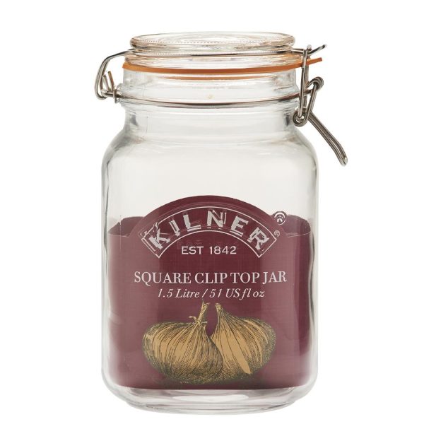 Kilner Square Clip Top Jar 1.5Ltr (Pack 4)          - Image 2
