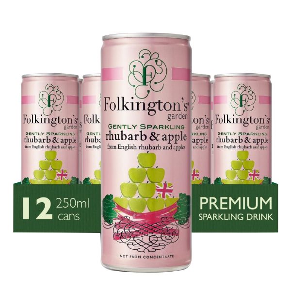 Folkington's Sparkling Drinks Rhubarb & Apple Can 250ml (Pack of 12) - Image 2