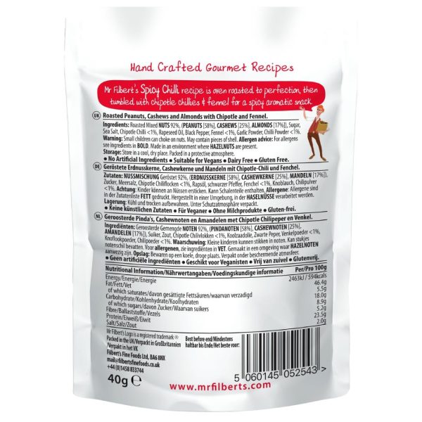 Mr Filbert's Chilli & Fennel Mixed Nuts 40g (Pack of 20) - Image 2