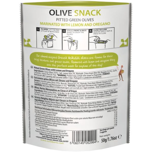 Mr Filbert's Green Olives Lemon & Oregano 50g (Pack of 12) - Image 2