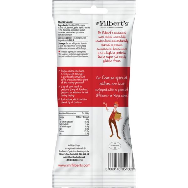 Mr Filbert's Snack Salami Chorizo 38g (Pack of 15) - Image 2