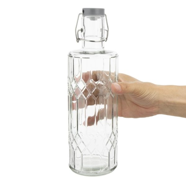 Olympia Geo Glass Water Bottle with Stopper 1Ltr (Pack of 6) - Image 4