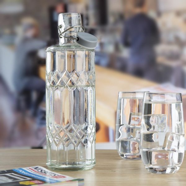 Olympia Geo Glass Water Bottle with Stopper 1Ltr (Pack of 6) - Image 5