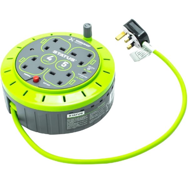 Status 4 Socket Cable Reel with Thermal Cut Out 13Amp 5m - Image 3
