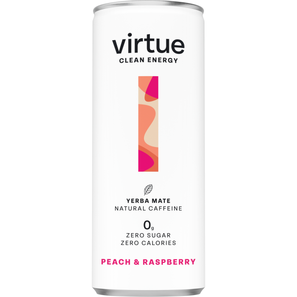 Virtue Yerba Mate – Peach and Rasberry 250ml (Pack of 12)