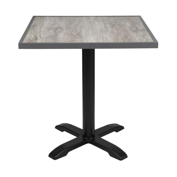 Bolero Wood Grain Effect Outdoor Tempered Glass Table Top Grey Trim 700mm - Image 5