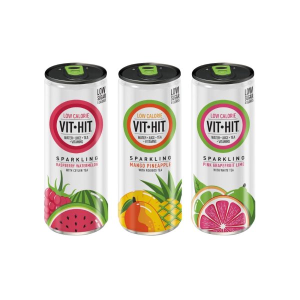 VITHIT Sparkling Raspberry & Watermelon Vitamin Water 330ml (Pack of 12) - Image 2