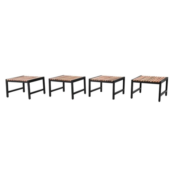 Bolero Steel and Acacia Low Bar Stools (Pack of 4) - Image 4