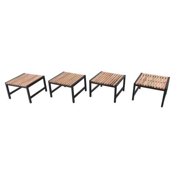Bolero Steel and Acacia Low Bar Stools (Pack of 4) - Image 6