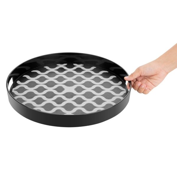 Olympia Kristallon PC Round Non Slip Tray With Handles 355mm - Image 4