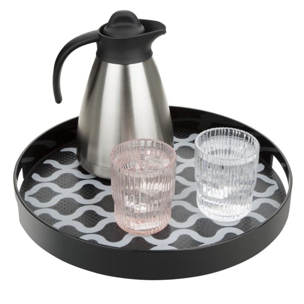 Olympia Kristallon PC Round Non Slip Tray With Handles 355mm - Image 5