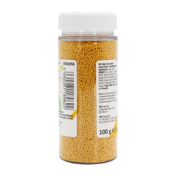 PME Sugar Pearls Nonpareils 100g - Gold - Image 4