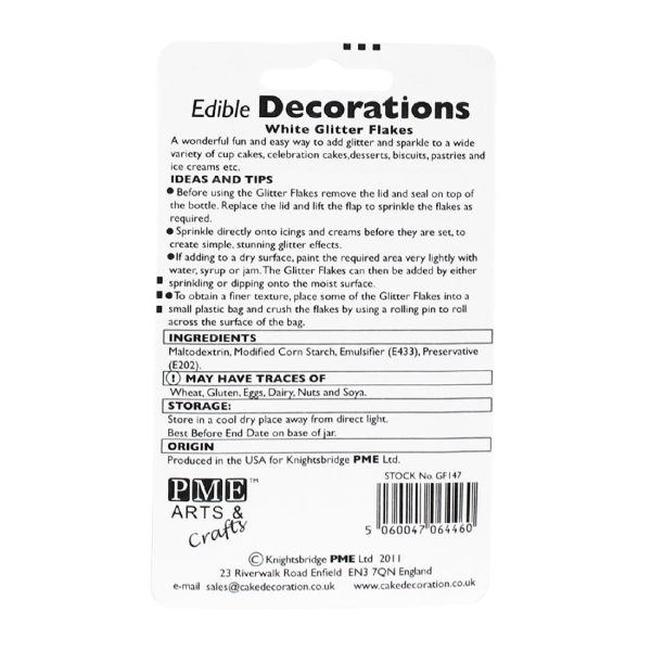 PME Glitter Flakes 7.1g - White - Image 2