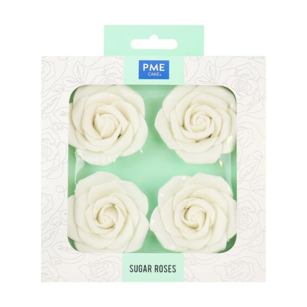 PME White Sugar Roses 62mm (Pack of 4)