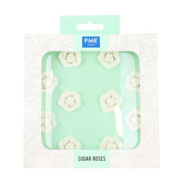 PME White Sugar Roses 25mm (Pack of 10)