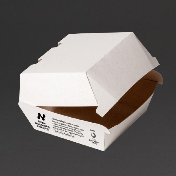 Notpla Clamshell Burger Boxes - White (Pack of 200) - Image 4