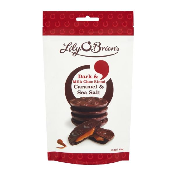 Lily O'Brien's Dark & Milk Chocolate Caramel and Sea Salt Chocolates Share Bag 100g (Pack of 7)