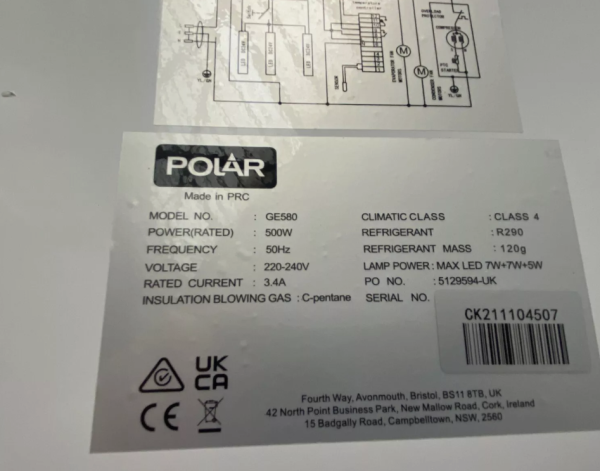 POLAR GE580 Upright Double Glass Door Display Fridge - Image 5