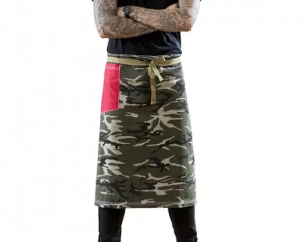 Camouflage Red Pocket Unisex Waist Apron