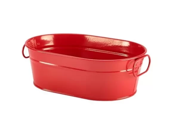 Galvanised Steel Serving Bucket Red 23 x 15 x 7cm
