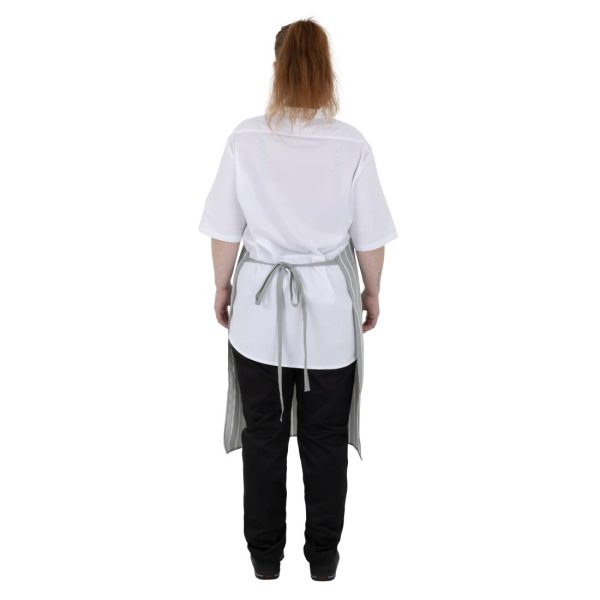 Whites Butchers Stripe Bib Apron Grey/White - Image 2
