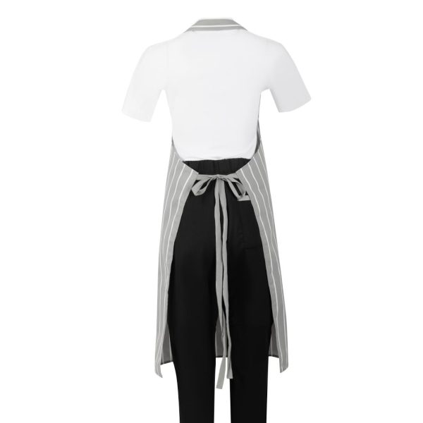 Whites Butchers Stripe Bib Apron Grey/White - Image 5