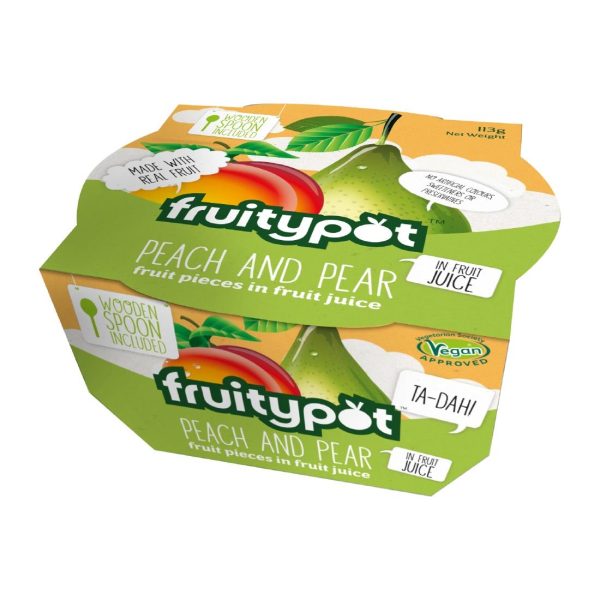 Fruitypot Peach & Pear in Juice with Spoon 113g (Pack of 18)