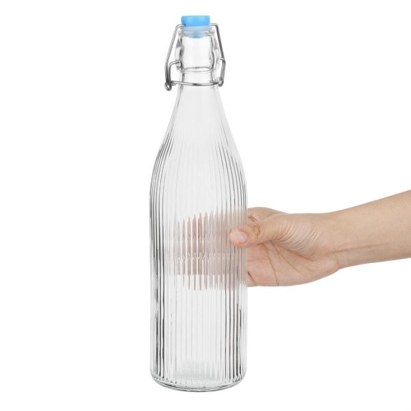 Olympia Ridged Swing Top Water Bottles 1Ltr (6 Pack) - Image 4