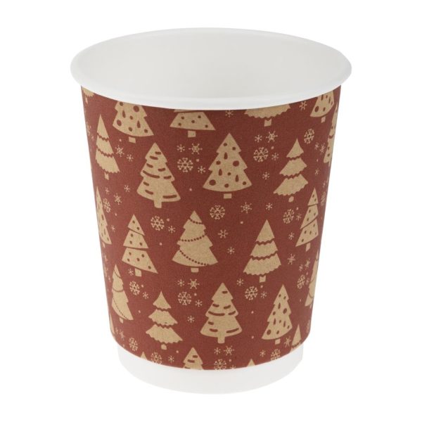 Fiesta Recyclable Christmas Double Wall Hot Cups 8oz (Pack of 500)