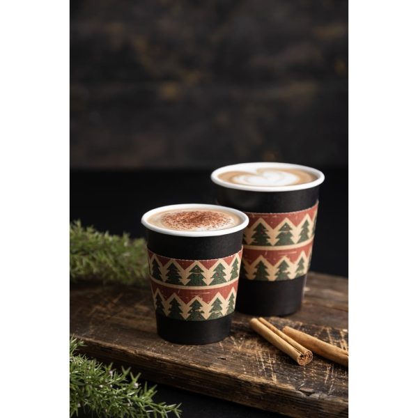 Fiesta Recyclable Christmas Cup Sleeves for 8oz Hot Cups (Pack of 100) - Image 5
