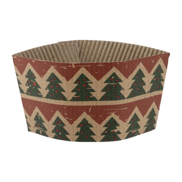 Fiesta Recyclable Christmas Cup Sleeves for 12oz Hot Cups (Pack of 100)