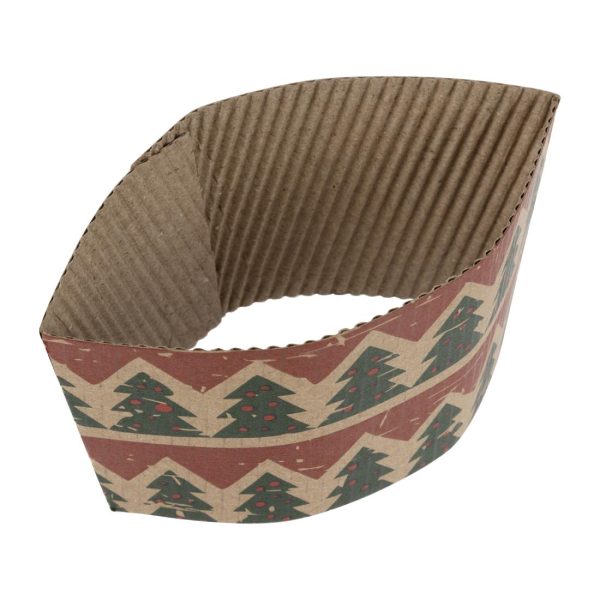Fiesta Recyclable Christmas Cup Sleeves for 12oz Hot Cups (Pack of 100) - Image 2
