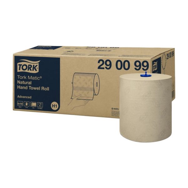 Tork Matic Natural Hand Towel Roll Advanced H1 150m (Pack of 6) - Image 3